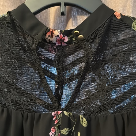 Boho Lace Floral Midi Dress – Navy Blue Vintage-Inspired (Size M)” - Picture 4 of 5